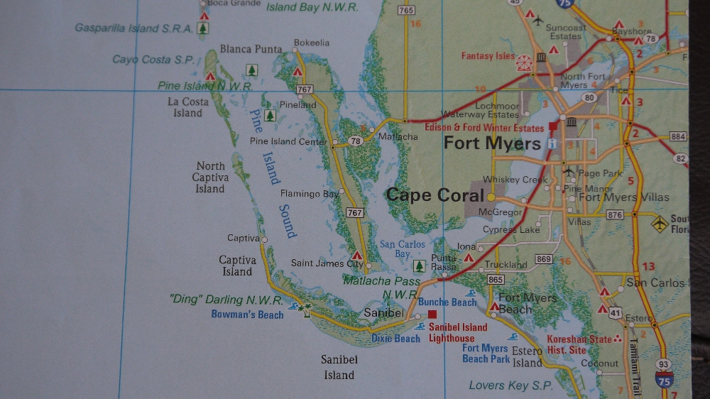 Landkarte Region Ft Meyrs und Cape Coral